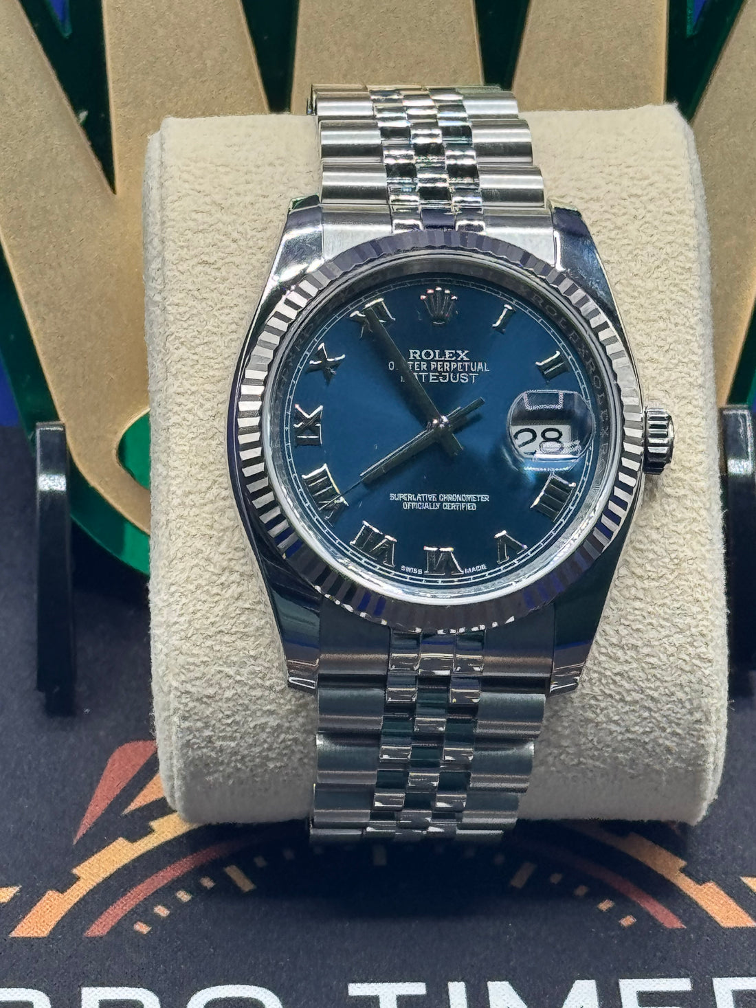 Rolex Datejust 36 White Gold/Steel Blue Roman Dial & Fluted Bezel Jubilee Bracelet - 116234 - 2016