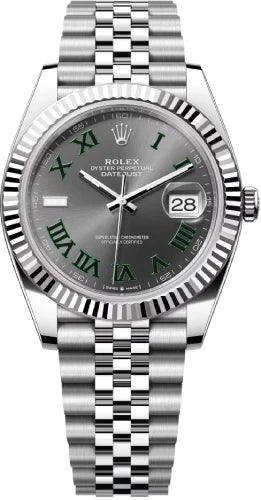 Rolex Datejust 41 White Gold/Steel "Wimbledon" Slate Roman Dial Fluted Bezel - Jubilee Bracelet - 126334 - 2024