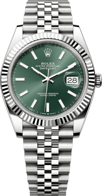 Rolex Datejust 41mm Mint Green Dial Fluted Bezel Watch - 126334 - 2022