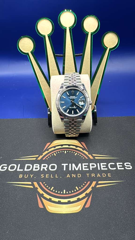 Rolex Datejust 41 mm White Gold/Steel Blue Index Dial Fluted Bezel Jubilee Bracelet Watch - 126334 - 2024