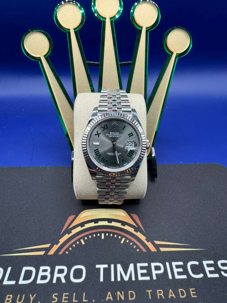 Rolex Datejust 41 White Gold/Steel "Wimbledon" Slate Roman Dial Fluted Bezel - Jubilee Bracelet - 126334 - 2024