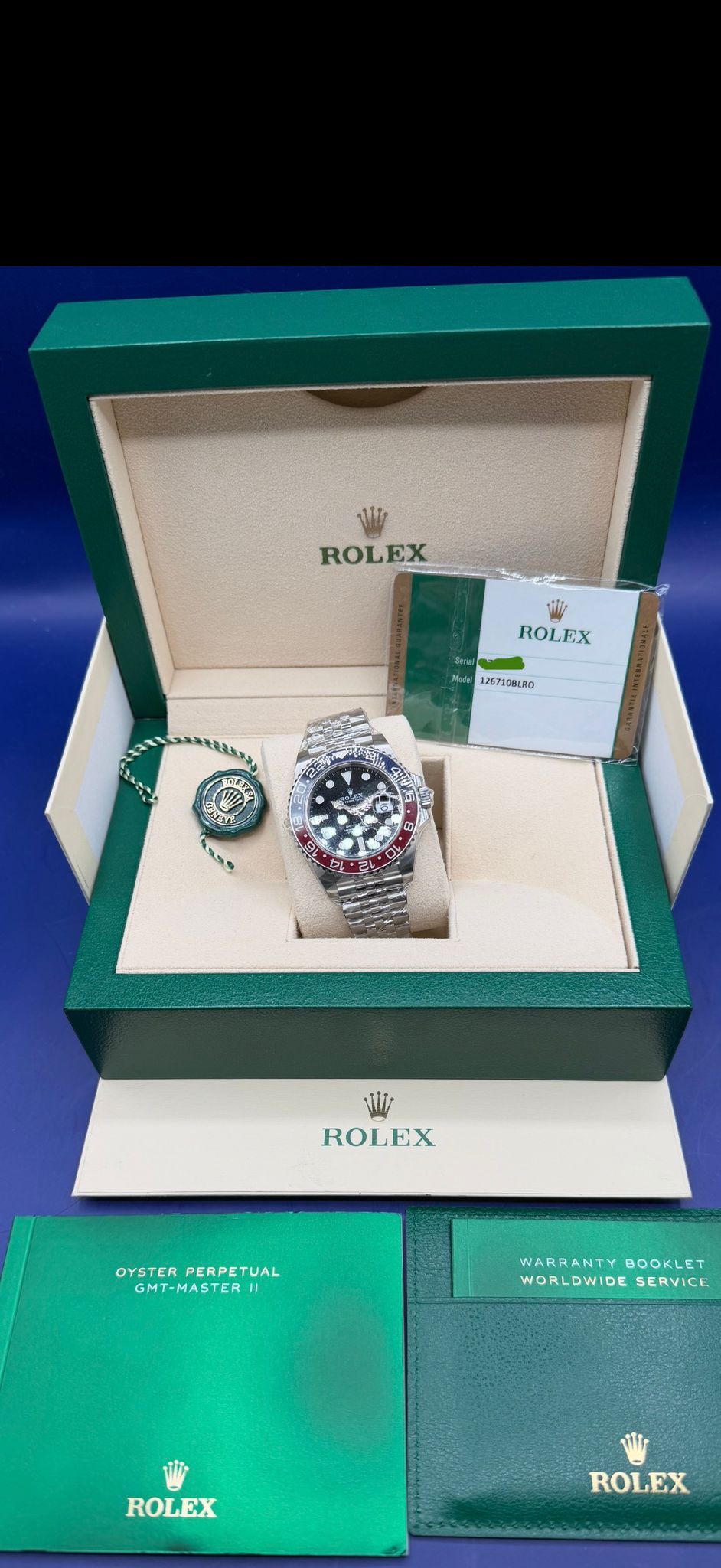 Rolex Steel GMT-Master II 40 Blue & Red Pepsi Bezel Black Dial Jubilee Bracelet - 126710BLRO - 2020