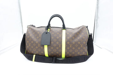 Louis Vuitton Monogram Macassar Keepall Bandouliere 50 Florescent Yellow - Pre- Owned