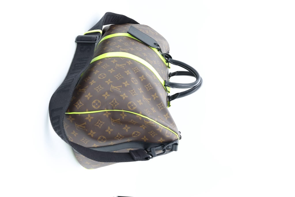 Louis Vuitton Monogram Macassar Keepall Bandouliere 50 Florescent Yellow - Pre- Owned