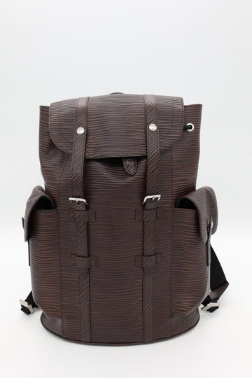 Louis Vuitton Christopher MM Backpack Brown EPI Christopher Backpack dust bag
